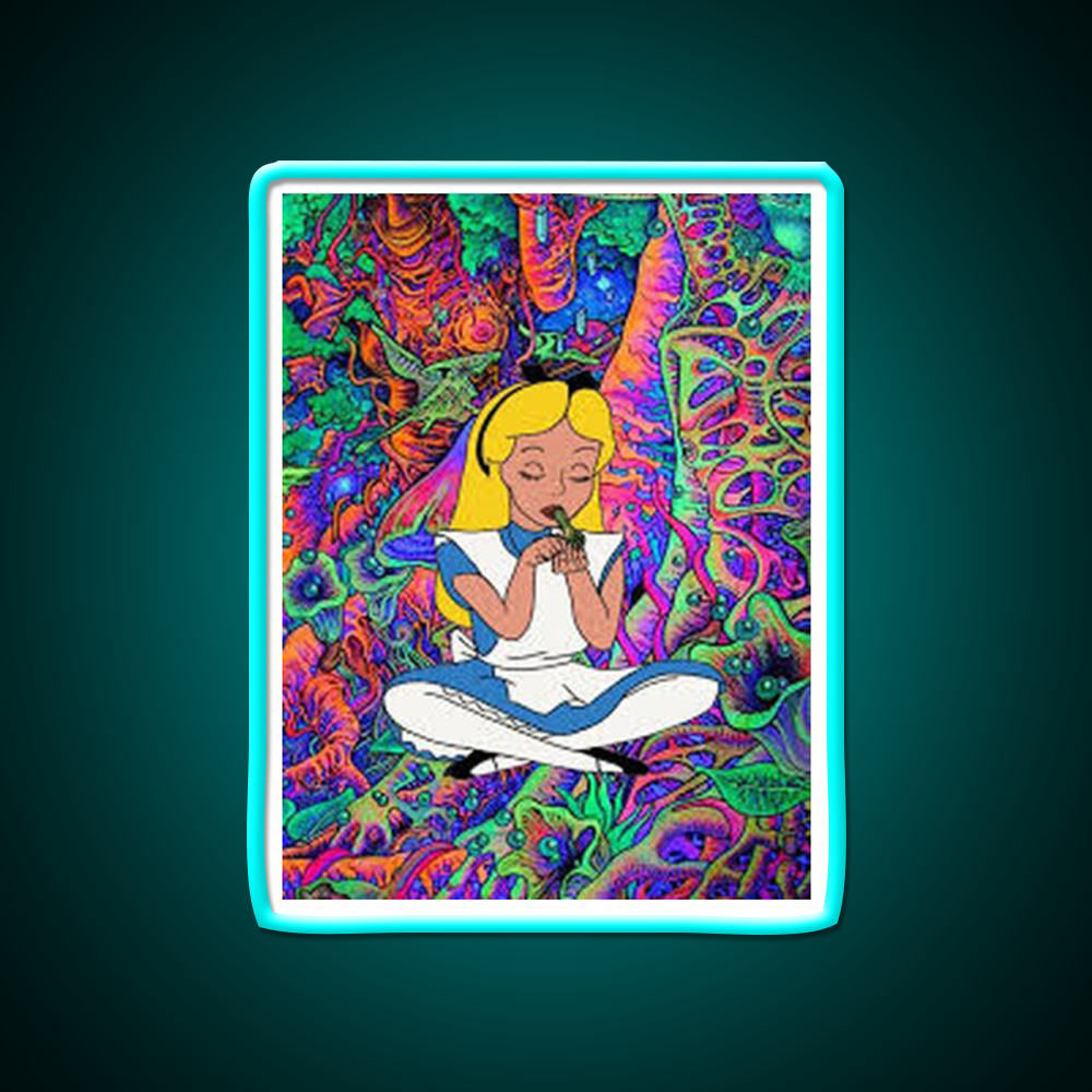 Alice In Wonderland Psychedelic Hemp Inspired Green Leaf Led Neon Sign Rgb Color - Shineneon
