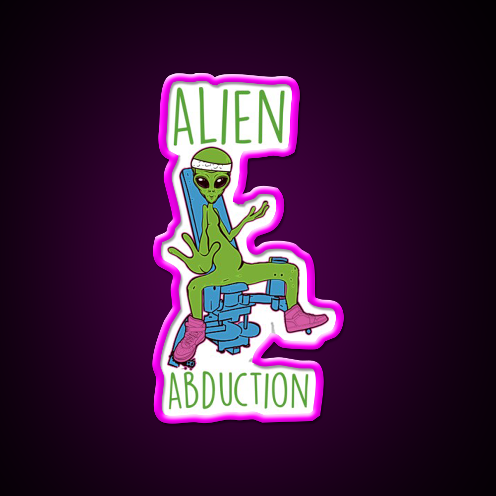 Alien Abduction Nerdy Sci Fi Anatomy Gym Humor Gym Fitness Led Neon Sign Rgb Color - Neon sign mounted on wall in room