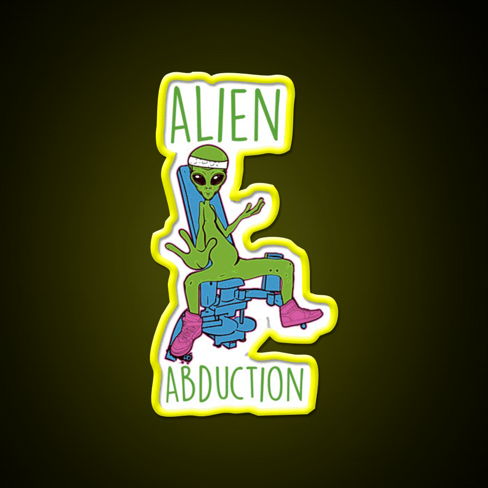 Alien Abduction Nerdy Sci Fi Anatomy Gym Humor Gym Fitness Led Neon Sign Rgb Color - Custom LED neon sign front view