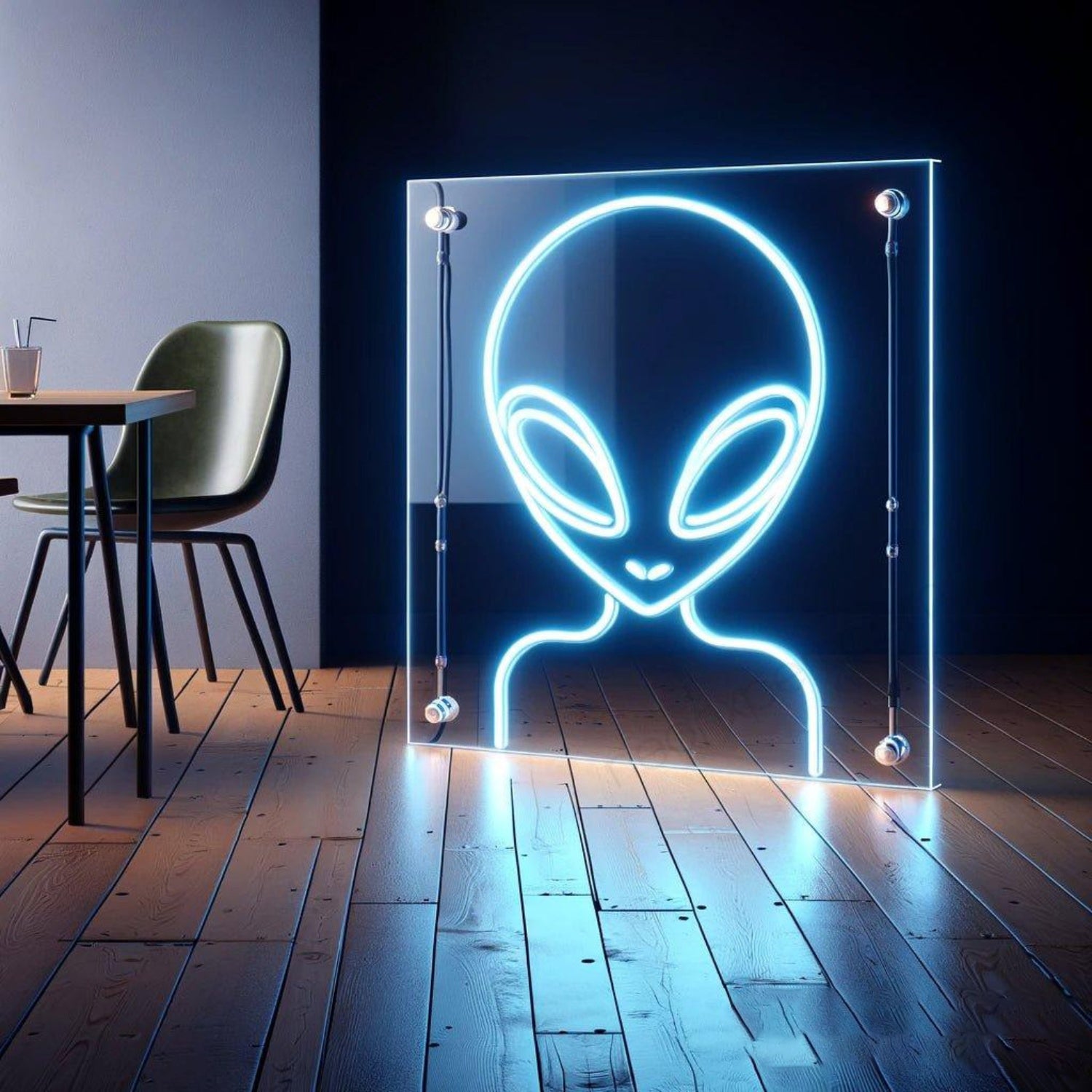 Alien Blue Led Neon Sign For Modern Sci-Fi Home Or Cafe Decor | Shineneon