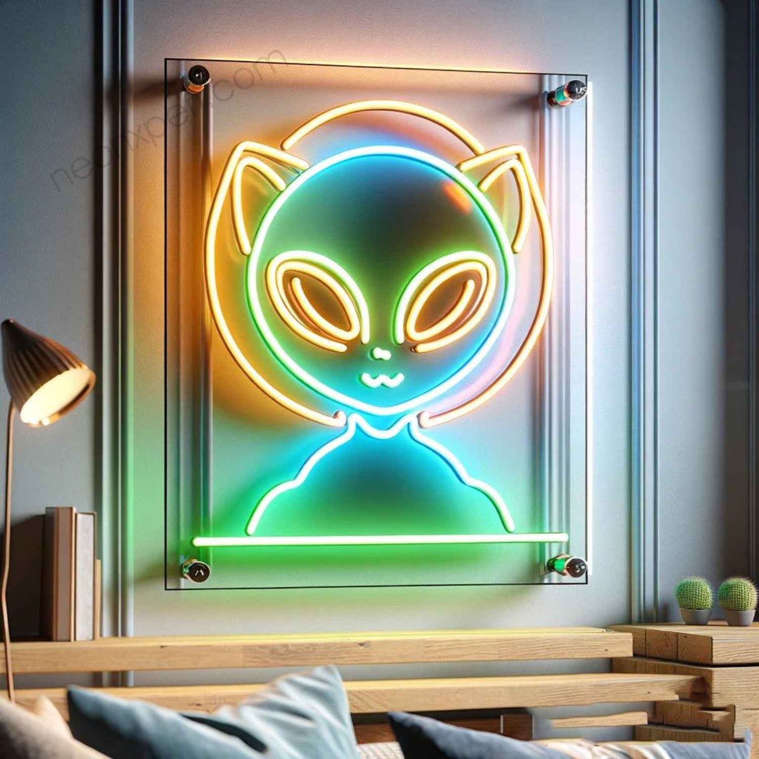 Alien Cat Multicolor Led Neon Sign Indoor Wall Art For Cat Lovers Sci-Fi Fans | Shineneon