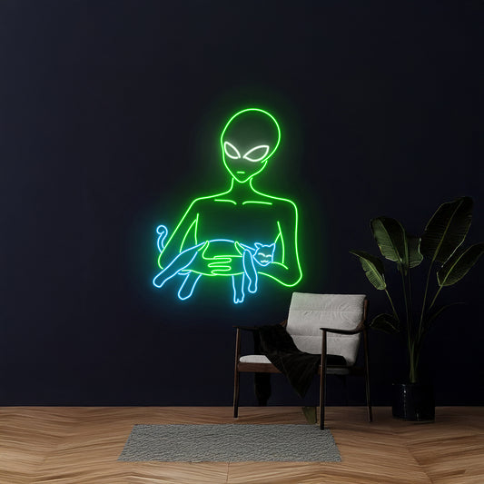 Alien Cat Neon Sign Room Wall Decor