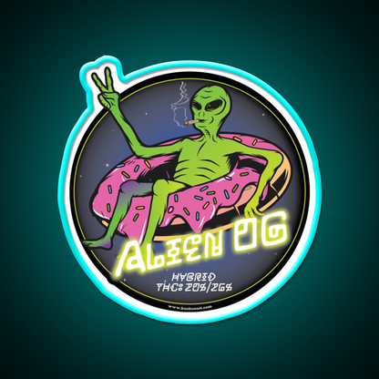 Alien Og Strain Art Hemp Inspired Green Leaf Led Neon Sign Rgb Color - Size and dimension reference