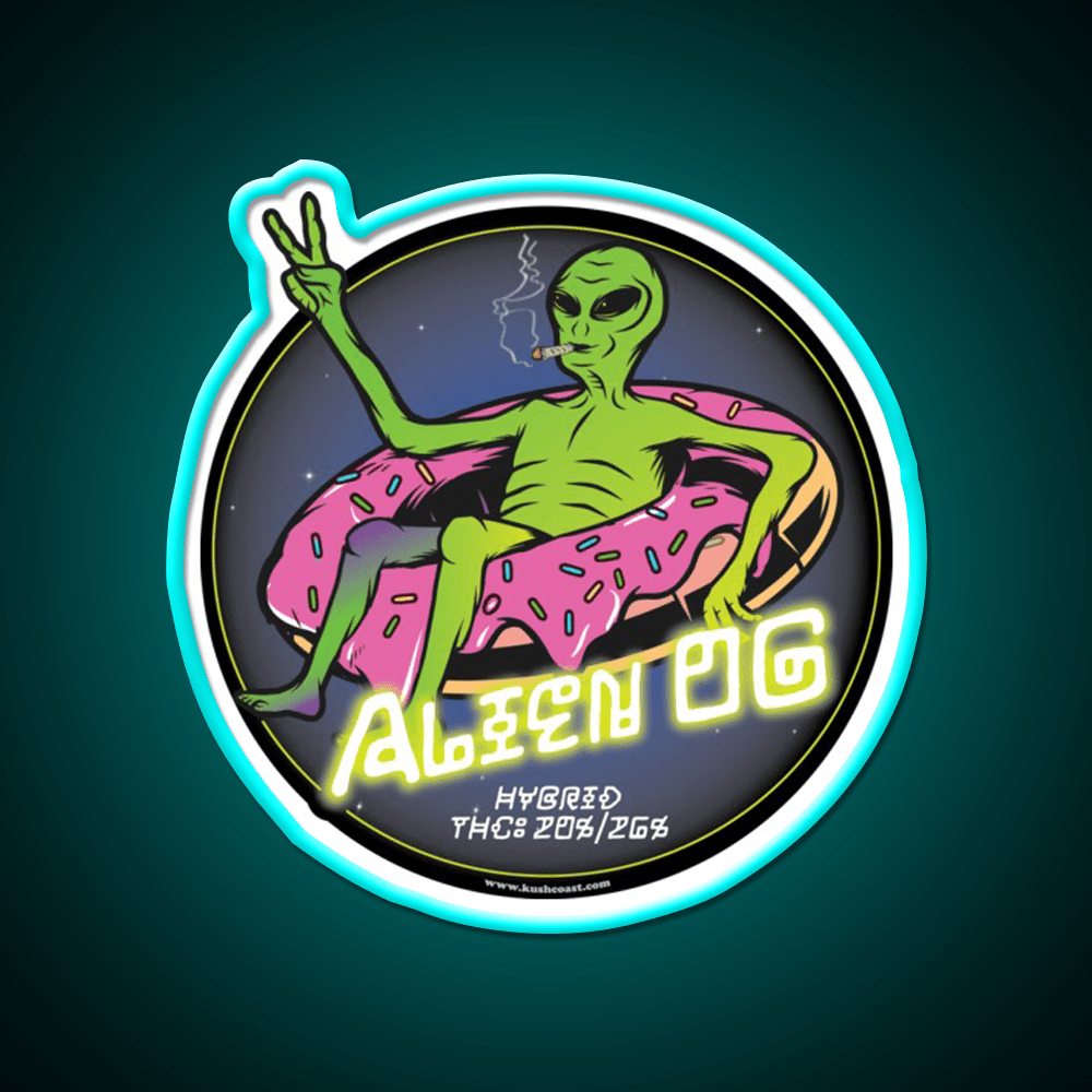 Alien Og Strain Art Hemp Inspired Green Leaf Led Neon Sign Rgb Color - Shineneon