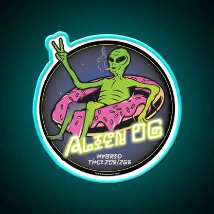 Alien Og Strain Art Hemp Inspired Green Leaf Led Neon Sign Rgb Color - Shineneon