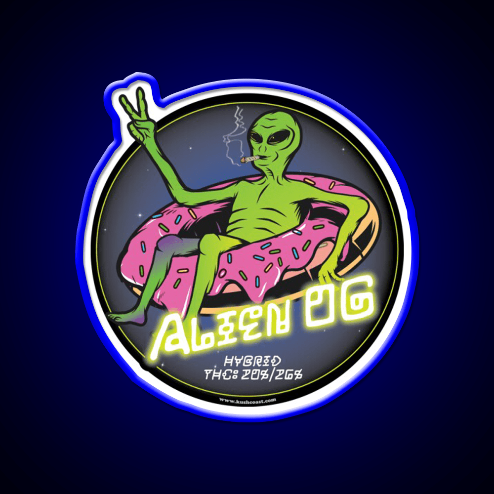 Alien Og Strain Art Hemp Inspired Green Leaf Led Neon Sign Rgb Color - Shineneon