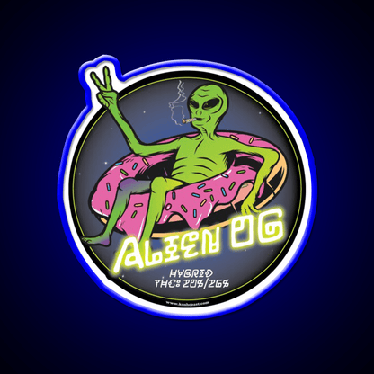 Alien Og Strain Art Hemp Inspired Green Leaf Led Neon Sign Rgb Color - Shineneon