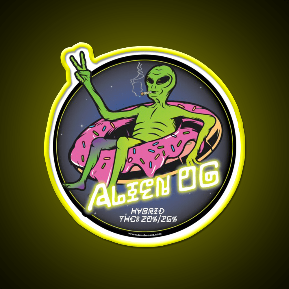 Alien Og Strain Art Hemp Inspired Green Leaf Led Neon Sign Rgb Color - Shineneon
