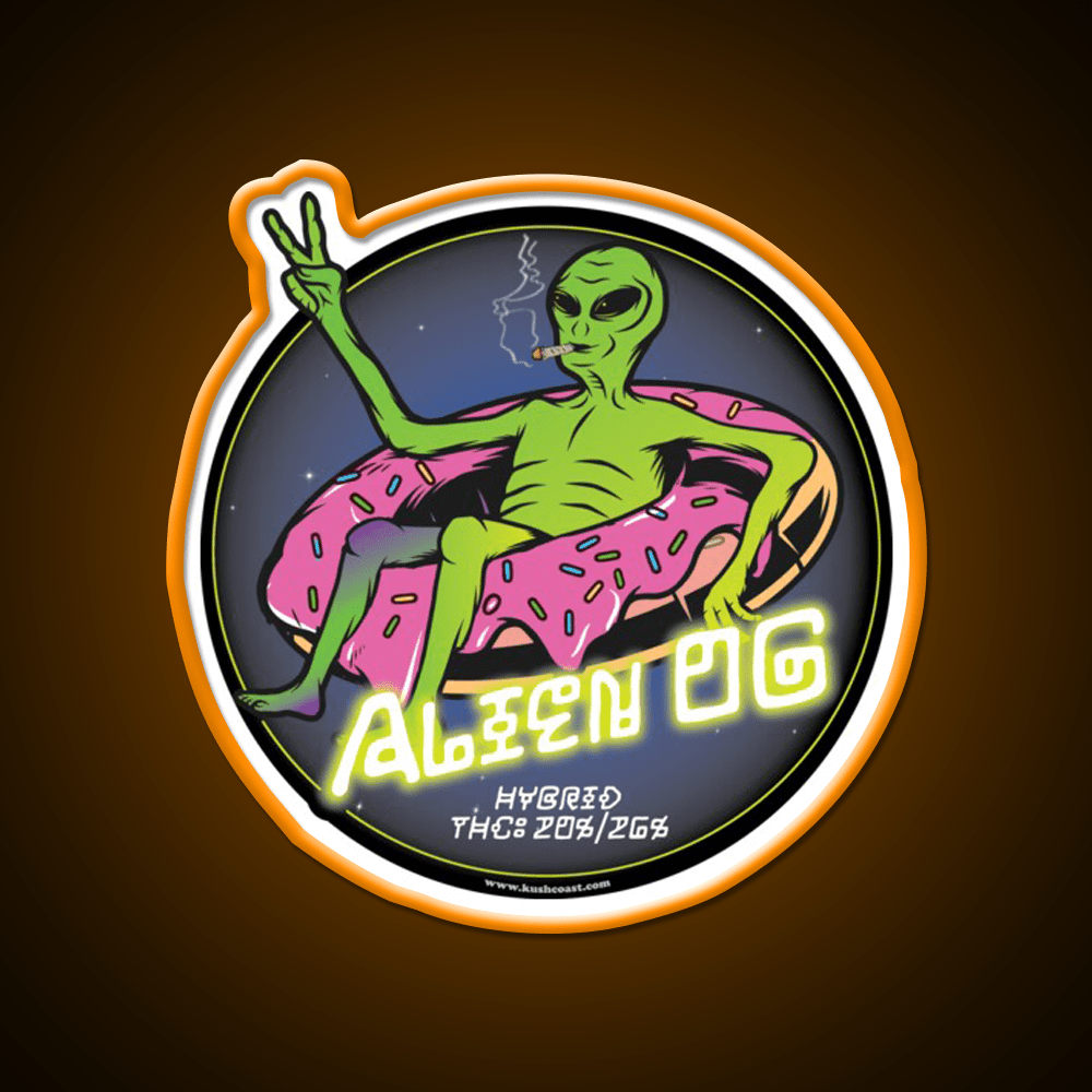 Alien Og Strain Art Hemp Inspired Green Leaf Led Neon Sign Rgb Color - Shineneon
