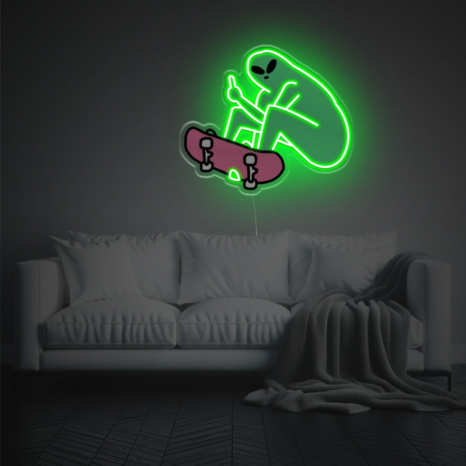 Alien Playing Skateboard Led Neon Acrylic Artwork | Shineneon