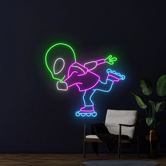 Alien Roller Skate Led Sign