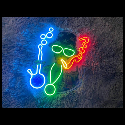 Alien Stoner Smoking Weed Led Neon Sign For Bar Club Decor | Shineneon
