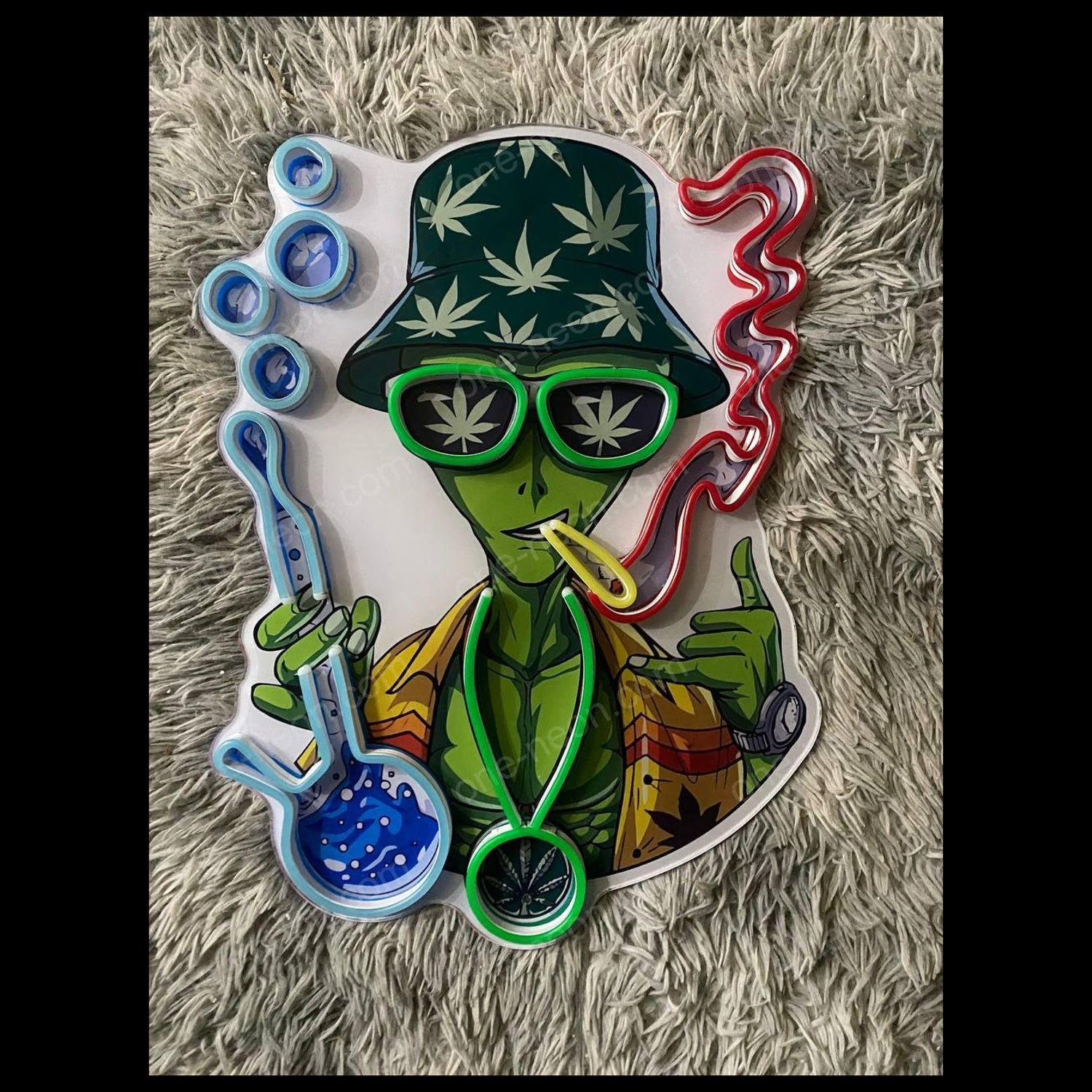 Alien Stoner Smoking Weed Led Neon Sign For Bar Club Decor | Shineneon