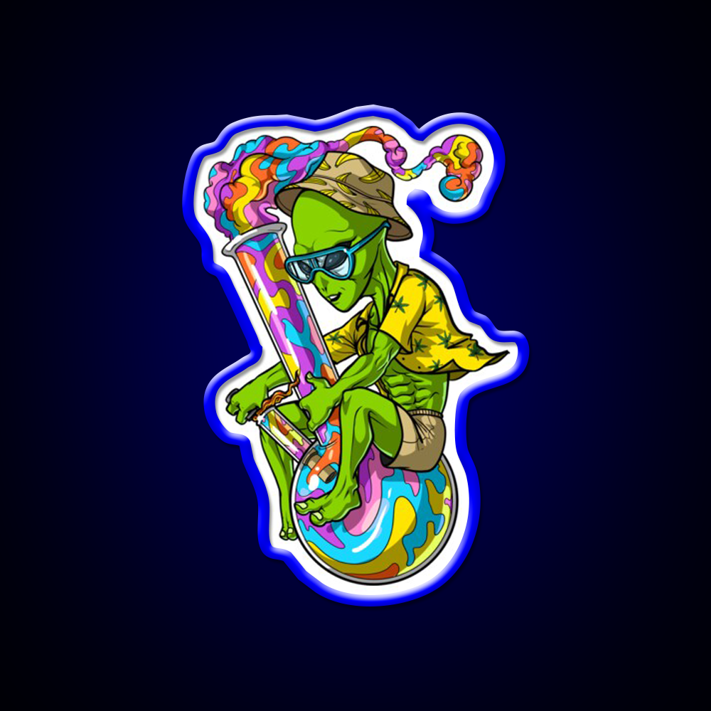 Alien Stoner Weed Bong Trip Hemp Inspired Green Leaf Led Neon Sign Rgb Color - LED neon sign view 5