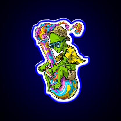 Alien Stoner Weed Bong Trip Hemp Inspired Green Leaf Led Neon Sign Rgb Color - LED neon sign view 5