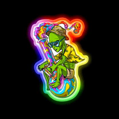 Alien Stoner Weed Bong Trip Hemp Inspired Green Leaf Led Neon Sign Rgb Color - LED neon sign close-up detail