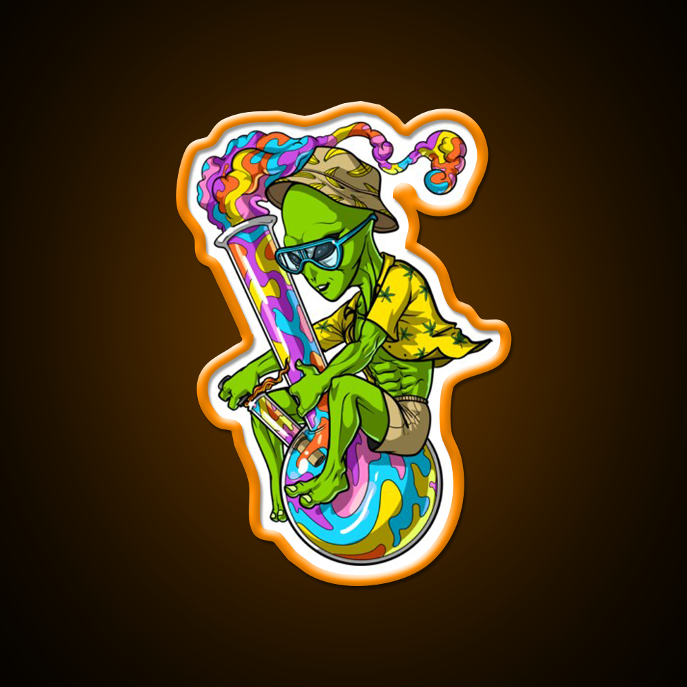 Alien Stoner Weed Bong Trip Hemp Inspired Green Leaf Led Neon Sign Rgb Color - LED neon sign view 6