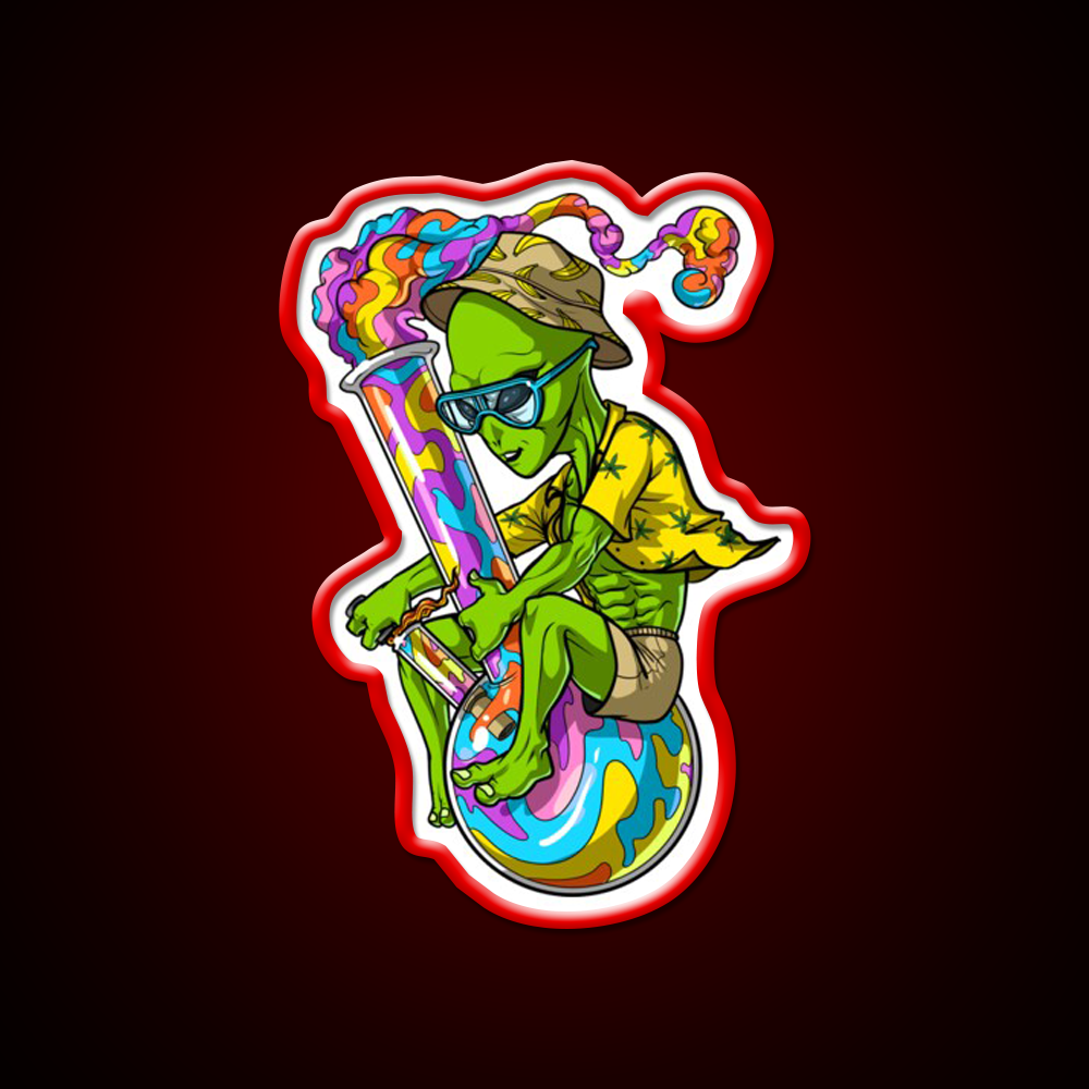 Alien Stoner Weed Bong Trip Hemp Inspired Green Leaf Led Neon Sign Rgb Color - LED neon sign view 10