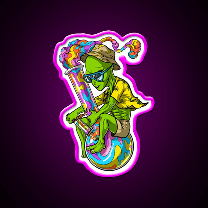 Alien Stoner Weed Bong Trip Hemp Inspired Green Leaf Led Neon Sign Rgb Color - Shineneon