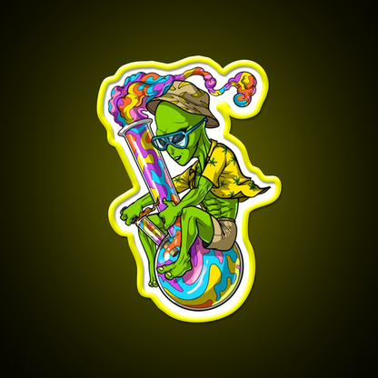 Alien Stoner Weed Bong Trip Hemp Inspired Green Leaf Led Neon Sign Rgb Color - LED neon sign view 7