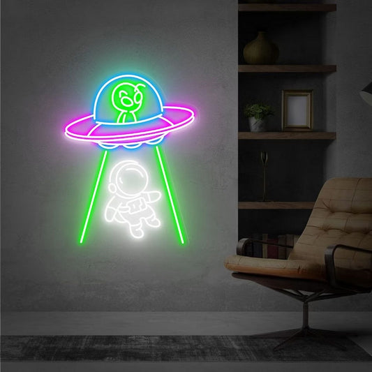 Alien Ufo Astronaut Abduction Led Sign Business Neon Sign