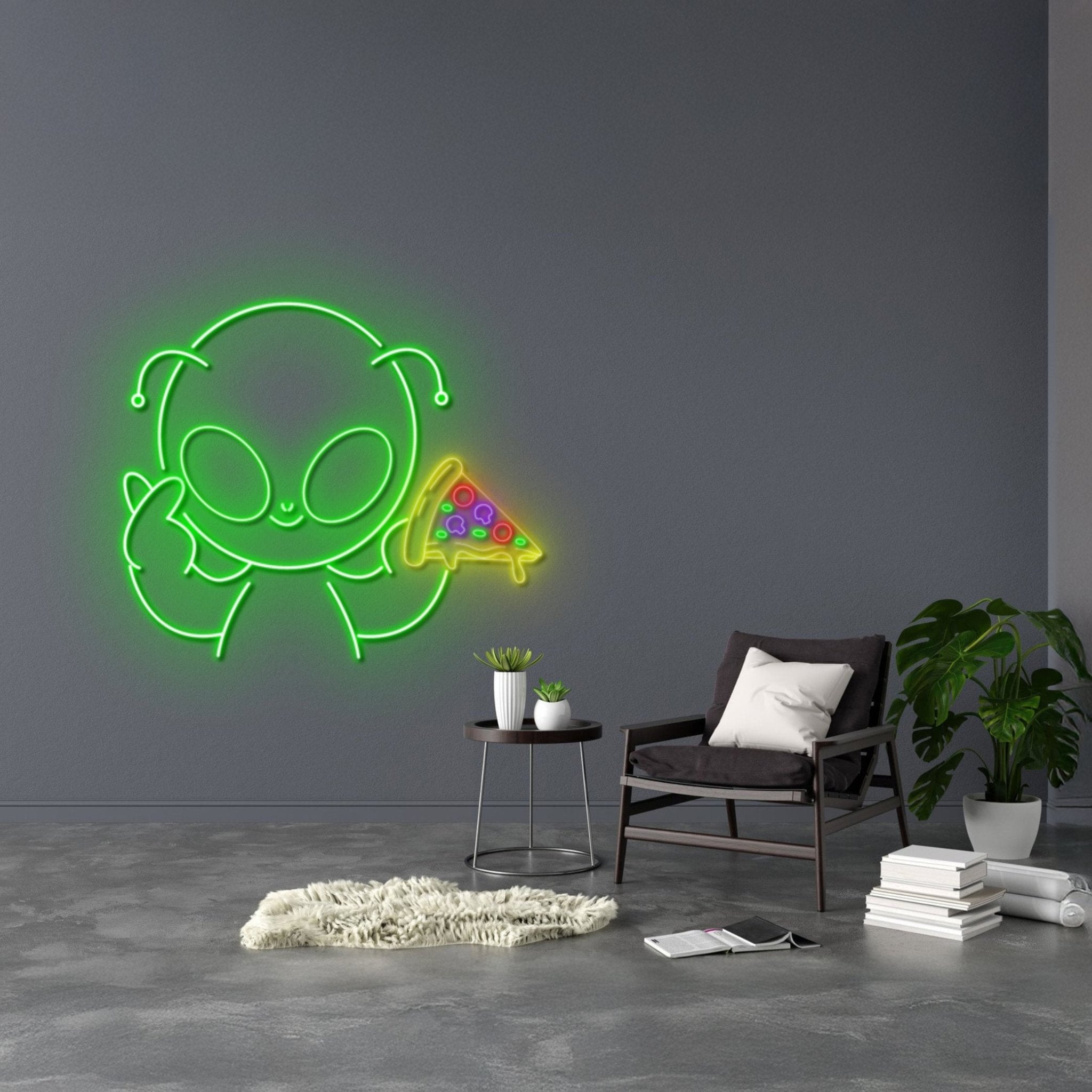 Alien With Pizza Led Sign - Shineneon