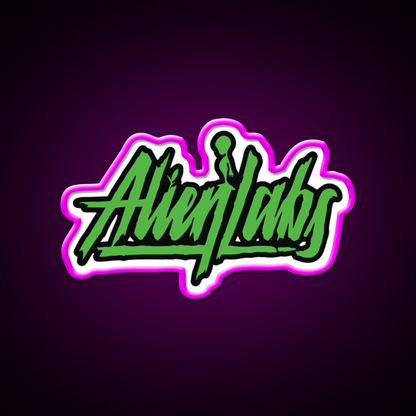 Alienlabs Hemp Inspired Green Leaf Led Neon Sign Rgb Color - Neon sign mounted on wall in room
