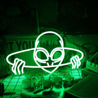 Aliens Come Out Of The Hole Green Led Neon Sign - Shineneon