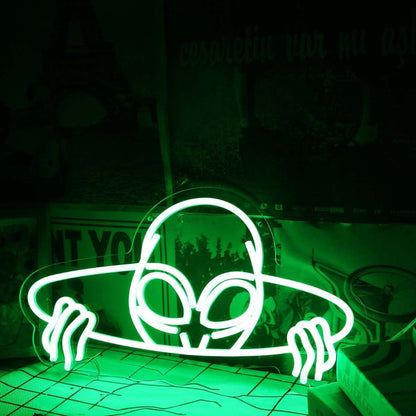 Aliens Come Out Of The Hole Green Led Neon Sign - Shineneon
