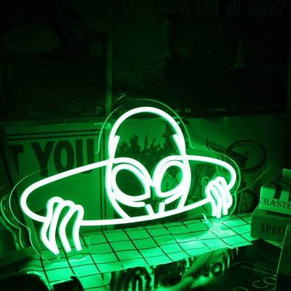Aliens Come Out Of The Hole Green Led Neon Sign - Shineneon