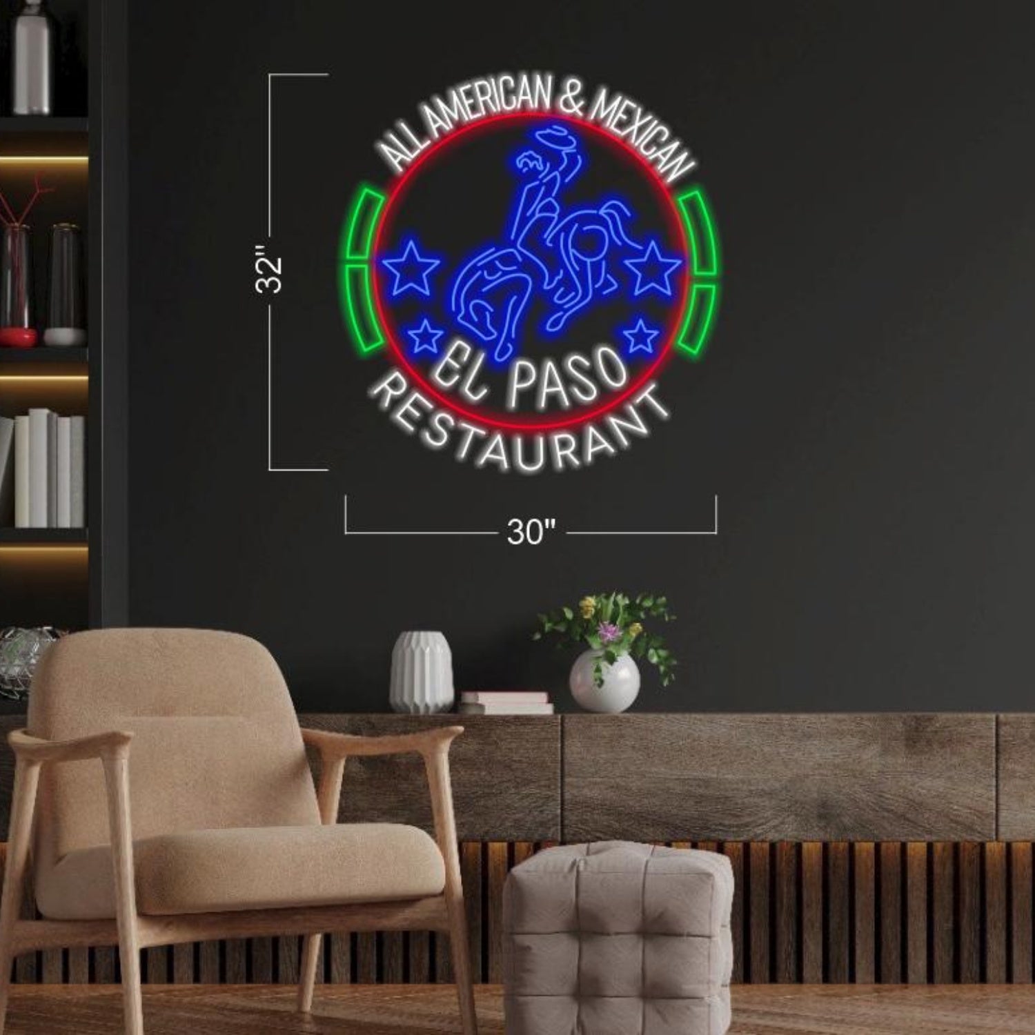 All American Mexican Western Cowboy Led Neon Sign For Restaurant Decor | Shineneon