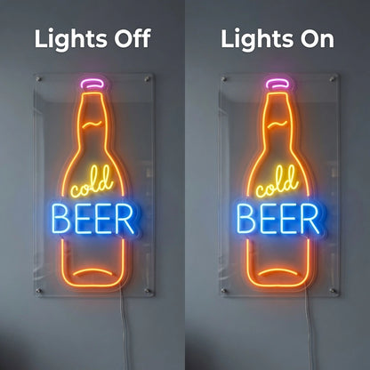All Beer Business LED Neon Sign - 06 Day Night Comparison