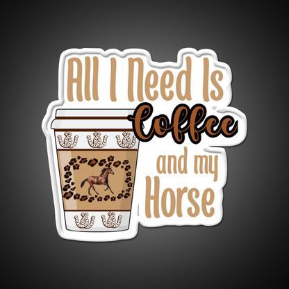 All I Need Is Coffee And My Horse Cafe Led Neon Sign Espresso Bar Art Rgb Color