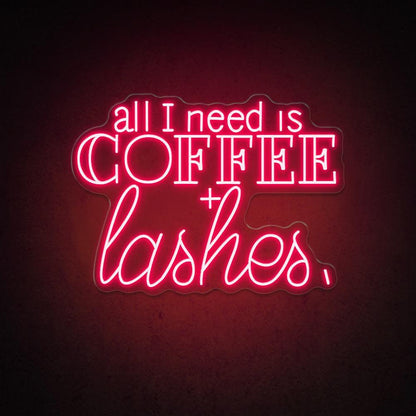 All I Need Is Coffee Lashes Led Neon Sign For Cafe Salon Decor | Shineneon