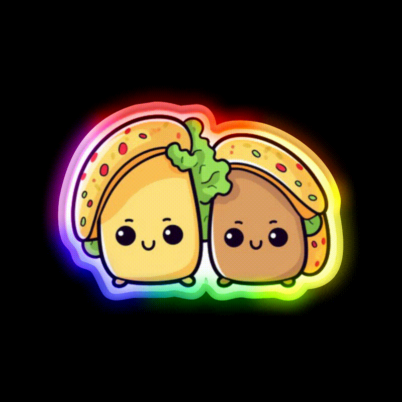 All I Need Is Love And Taco Led Neon Sign Mexican Food Sign Rgb Color - LED neon sign close-up detail