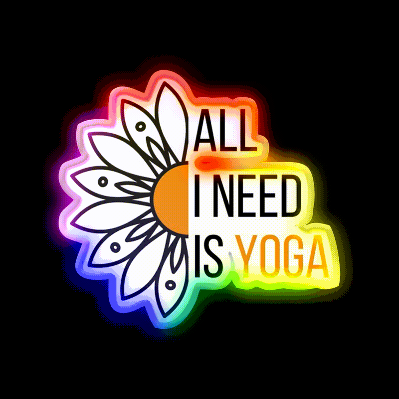 All I Need Is Yoga Orange Lotus Flower Yoga Led Neon Sign Rgb Color