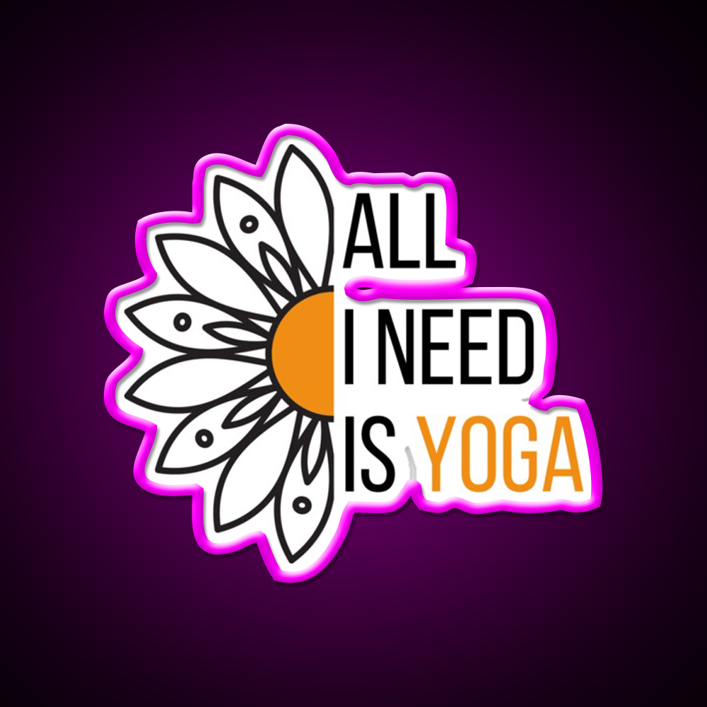 All I Need Is Yoga Orange Lotus Flower Yoga Led Neon Sign Rgb Color