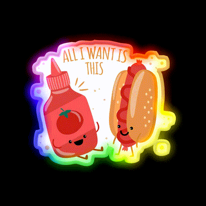 All I Want Is Hot Dog And Ketchup Fast Food Led Neon Sign For Burger Place Rgb Color