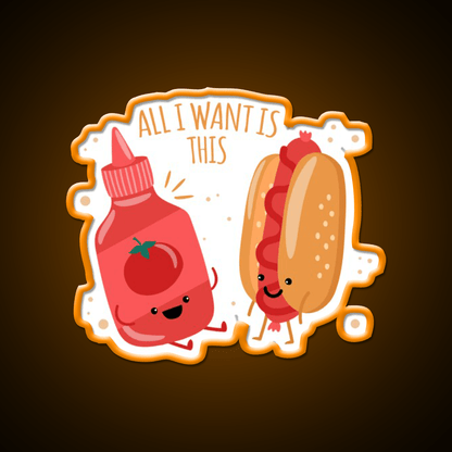 All I Want Is Hot Dog And Ketchup Fast Food Led Neon Sign For Burger Place Rgb Color - Shineneon