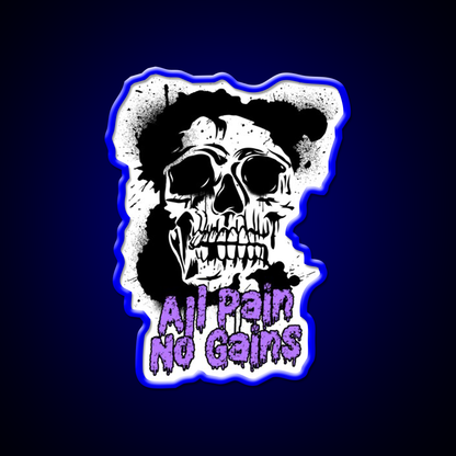 All Pain No Gains Bodybuilding Skull Gym Fitness Led Neon Sign Rgb Color