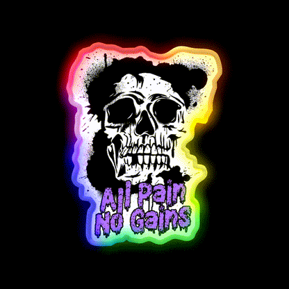 All Pain No Gains Bodybuilding Skull Gym Fitness Led Neon Sign Rgb Color