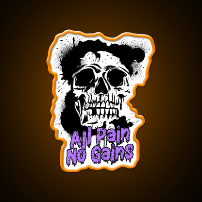 All Pain No Gains Bodybuilding Skull Gym Fitness Led Neon Sign Rgb Color