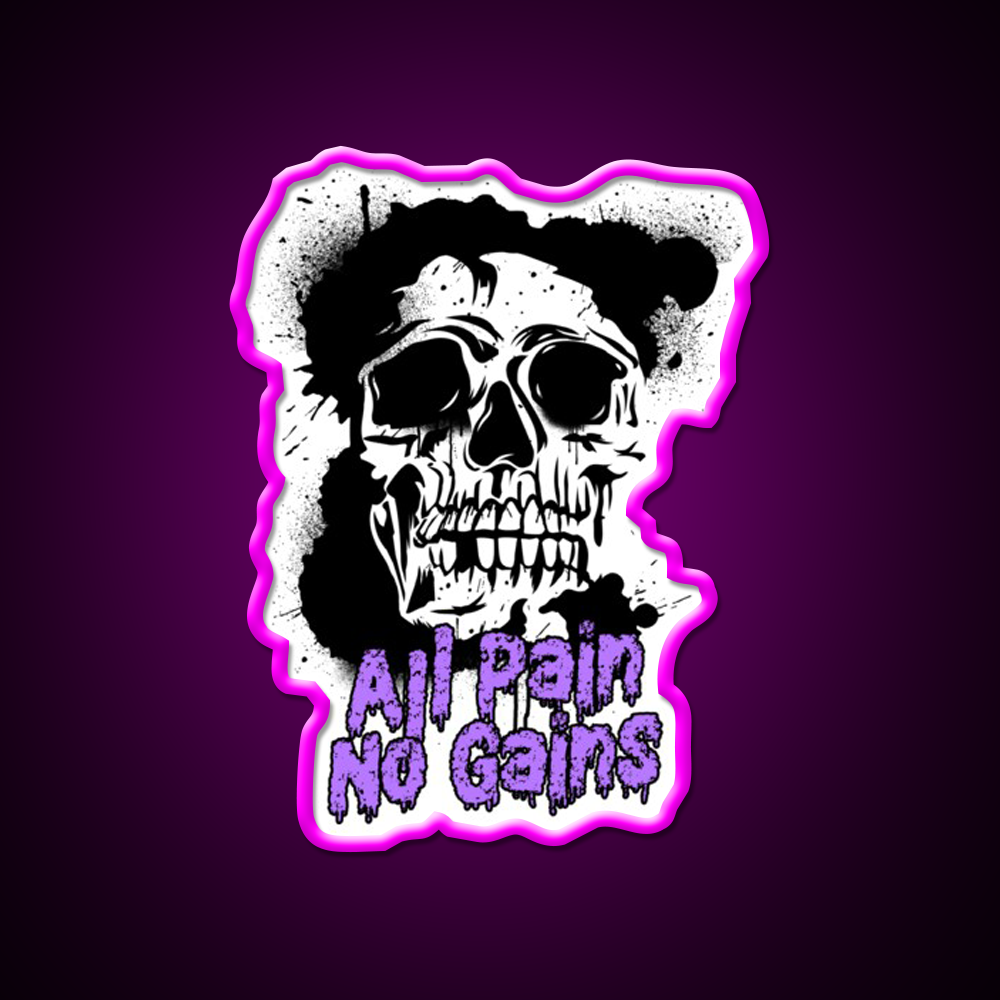 All Pain No Gains Bodybuilding Skull Gym Fitness Led Neon Sign Rgb Color
