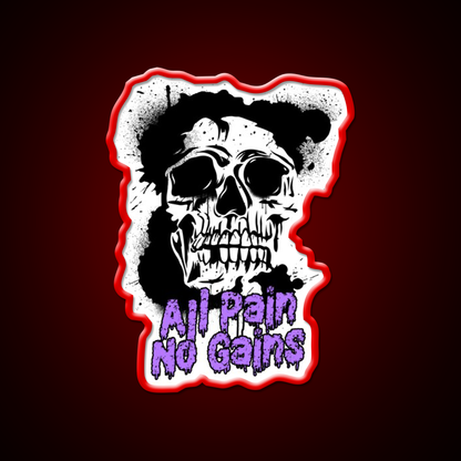 All Pain No Gains Bodybuilding Skull Gym Fitness Led Neon Sign Rgb Color