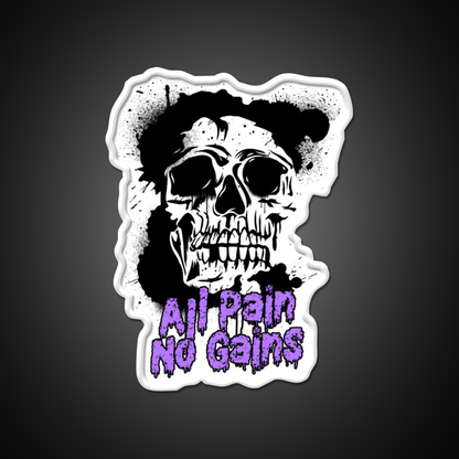 All Pain No Gains Bodybuilding Skull Gym Fitness Led Neon Sign Rgb Color