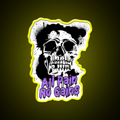 All Pain No Gains Bodybuilding Skull Gym Fitness Led Neon Sign Rgb Color