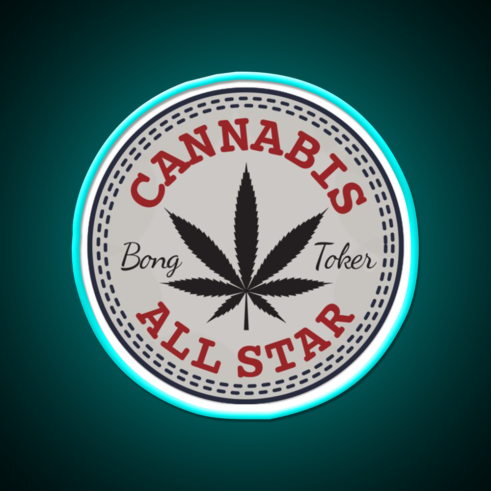 All Star Hemp Inspired Green Leaf Led Neon Sign Rgb Color - Size and dimension reference