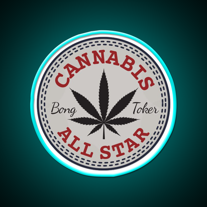 All Star Hemp Inspired Green Leaf Led Neon Sign Rgb Color - Size and dimension reference