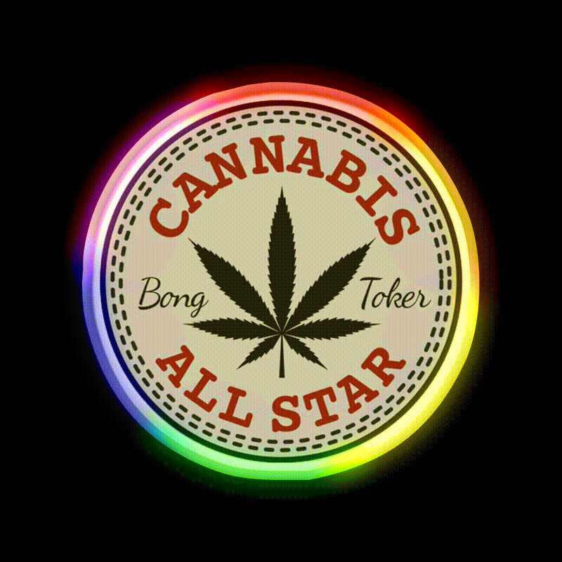 All Star Hemp Inspired Green Leaf Led Neon Sign Rgb Color - LED neon sign close-up detail