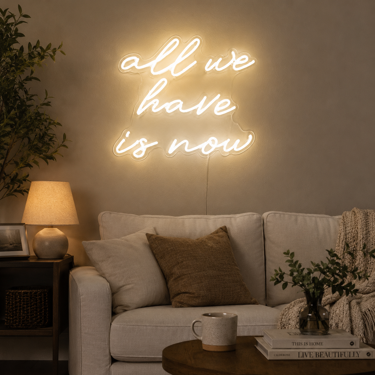 All We Have Is Now LED Neon Sign Bedroom Decor Wall Neon Sign - 03 Real Lifestyle Scene